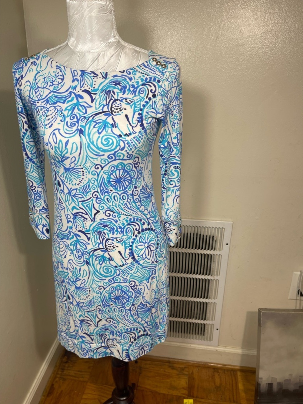 Lilly Pulitzer Light Blue & White Paisley Shift Dress